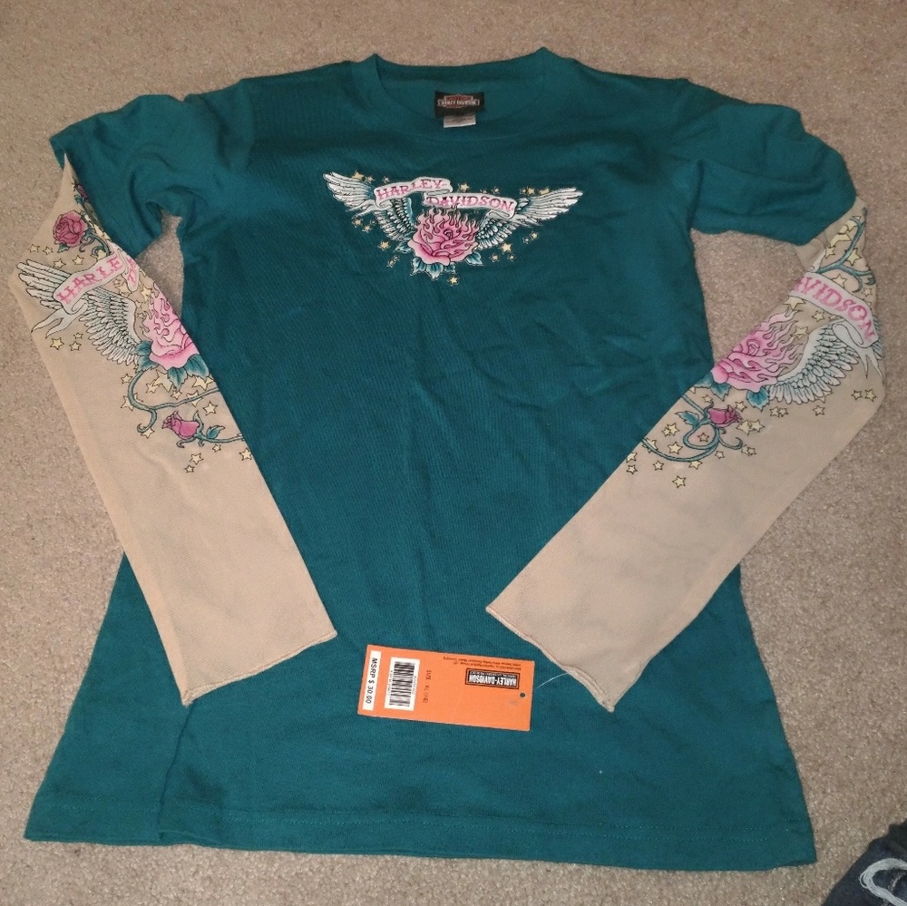 Girls tee with faux tattoo sleeves